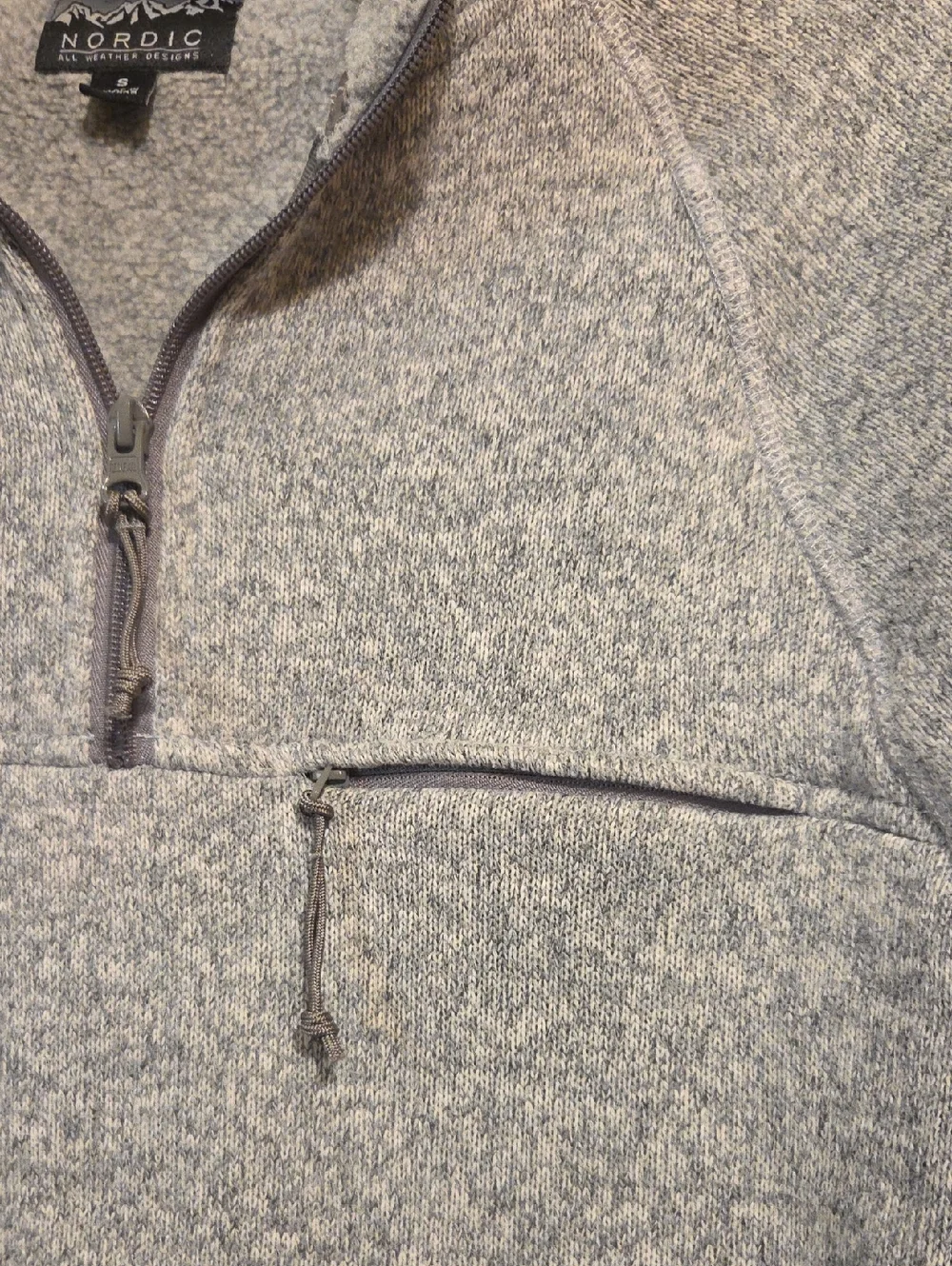 J. Crew Mens Grey Nordic Zip Pullover Jacket All Weather Polartec Sweater Fleece